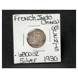 Silver 1930 French Indo China 10 Cents