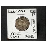Silver 1952 Lebanon 50 Piastres