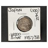 Silver 1957-58 Japan 100 Yen