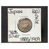 Silver 1885/1909 Japan 20 Sen