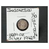 Silver 1942 Indonesia 1/10 Gulden