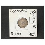 Silver 1929 Canada Dime