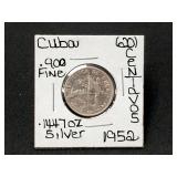 Silver 1952 Cuba 20 Centavos