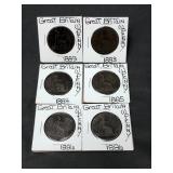 (6) Great Britain Large Cents (1883-1886)