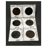 (6) Great Britain Large Cents (1861-1889)