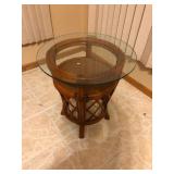 Rattan & Wicker Round Glass-Top Coffee Table - 23x