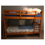 Twin Wooden Bunk Beds with Linens - 78x42x62