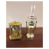 Vintage Oil Lamp & Kundo Brass Pendulum Clock