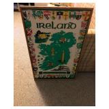 Framed Irish Tea Towel Map - Wooden Frame