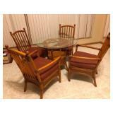 Rattan Dining Set - 36x36x29 Glass-Top Table with