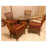 Rattan Dining Set - 36x36x29 Glass-Top Table with