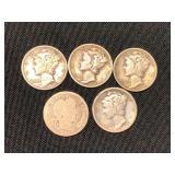 1900 BARBER DIME &1923-1945 MURCURY DIME
