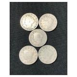 1899-1908-V NICKELS
