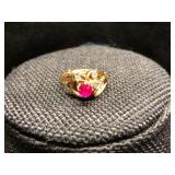 18KT GOLD SIZE 6 4.1 GRAM RUBY STONE WITH CUBIC ZI