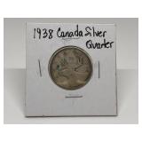 1938 CANADIAN SILVER QUARTER