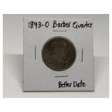 1893-O BARBER QUARTER
