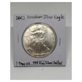 2002 SILVER EAGLE 1 TROY OZ .999 FINE SILVER DOLLA