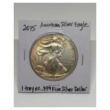 2015 SILVER EAGLE 1 TROY OZ .999 FINE SILVER DOLLA