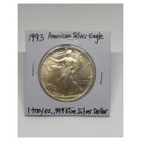 1993 SILVER EAGLE 1 TROY OZ .999 FINE SILVER DOLLA