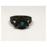 STERLING SILVER EAGLE TURQUOISE RING (SIZE 1 1/2)