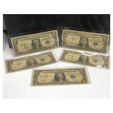 1957 $1 SILVER CERTIFICATES (LOT OF 5)