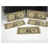 1957 $1 SILVER CERTIFICATES (LOT OF 5)