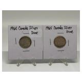 1960, 1965 CANADIAN SILVER DIMES
