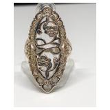 STERLING SILVER FLORAL RING (SIZE 10)