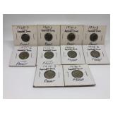 1968-S TO 1976-S ROOSEVELT DIME PROOFS