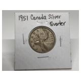 1951 CANADIAN SILVER QUARTER