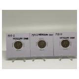 1918-D, 1919-D, 1919-S MERCURY DIMES