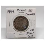 1944 Mexico 50 Centavos .720 Silver