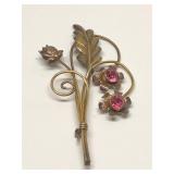 Sterling Silver Brooch Pin Gold Plated