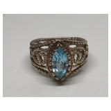 Sterling Silver Ring with Blue Topaz Size 6.5