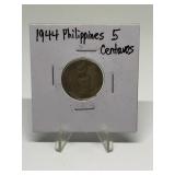 1944 Philippine Silver 5 Centavos