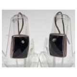 Sterling Silver Black Obsidian Earrings