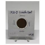 1931-D Lincoln Cent VF25