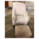 Upholstered Armchair with Ottoman