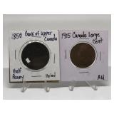 1850 Bank of upper Cananda & 1915 Canadian Large C