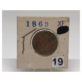 1863 Indian Head Cent Graded Extra Fine by Consign