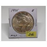 1935 Peace Dollar Graded MS-63 by Consignor (Bette