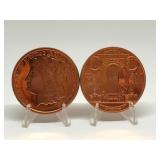 (2) .999 1oz. Copper Rounds
