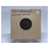 1867 American 5 Cent Piece