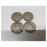 (2)1959 & (2)1963 Franklin Half Dollars
