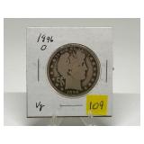 1896-O Barber Half Dollar 90% Silver Graded Very G