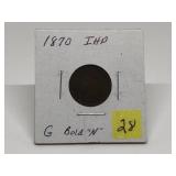 1870 Indian Head Penny Bold "N" Graded Good Cond