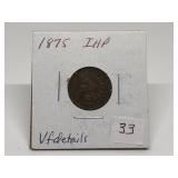 1875 Indian Head Penny Graded Very Fine Condition
