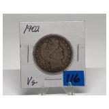 1902 Barber Half Dollar Graded VG