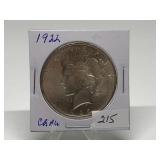 1922 Peace Dollar Graded CHBU