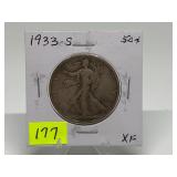 1933-S Walking Liberty Half Graded XF